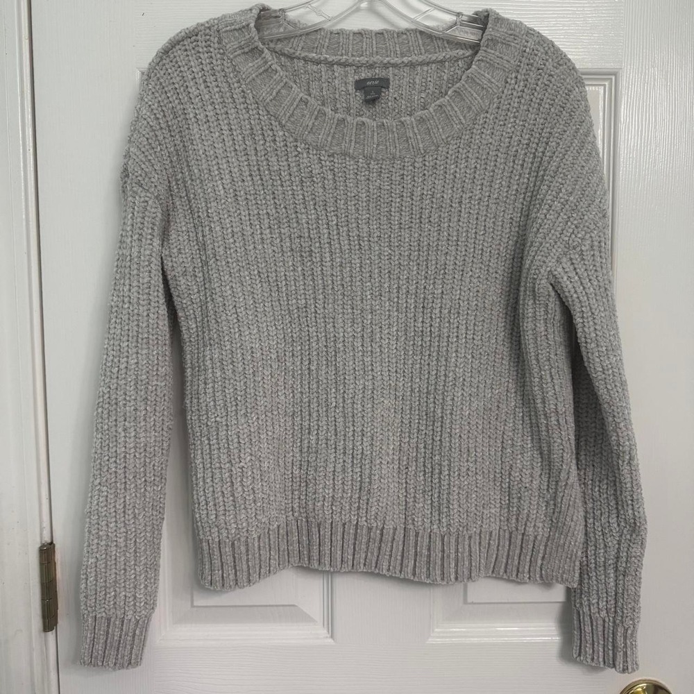 Aerie grey ribbed sweater size S cozy fall gorpcore cottagecore coquette